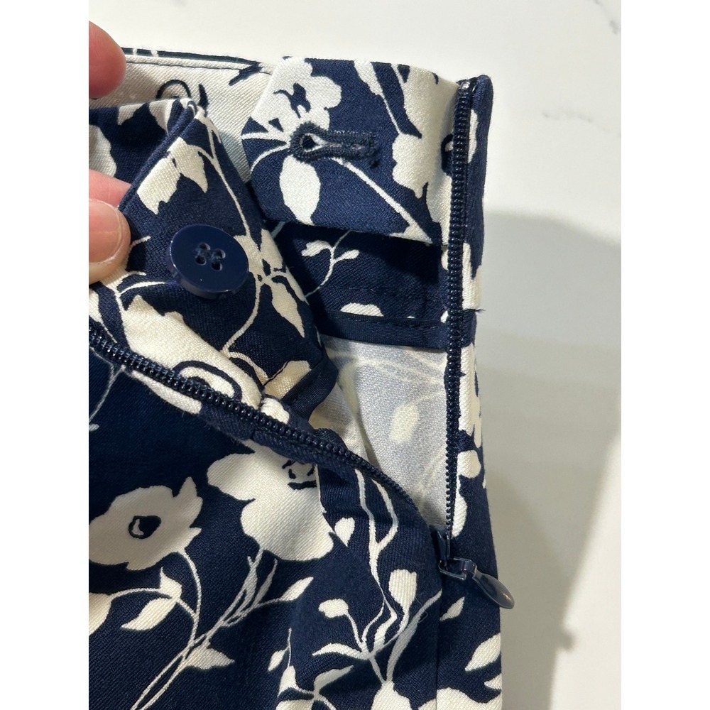 Talbots Chatham Ankle Pant 6P Navy White Floral Side Zip Stretch Cotton Trousers - Picture 7 of 10